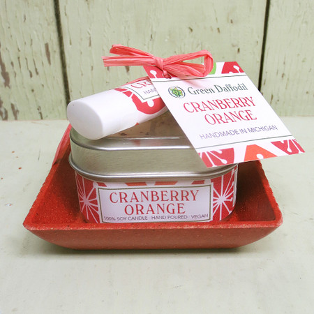 cranberry orange lip balm dish