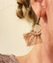petite pointed fringe macrame earrings, champagne beige