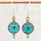 flower earrings, emerald