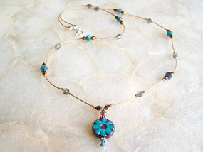 flower necklace, emerald
