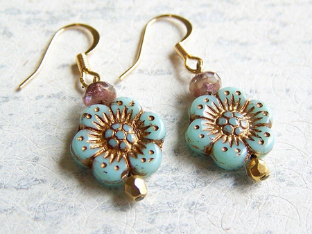 wild rose earrings, forget me not