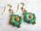 wild rose earrings, turquoise