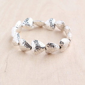 silver hammered heart stretch bracelet