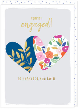 two hearts engagement card