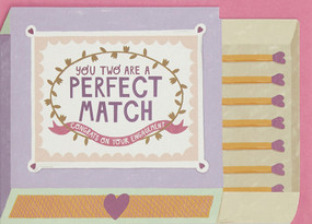 you two are a perfect match engagement card