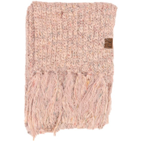 multi color feather knit scarf, rose