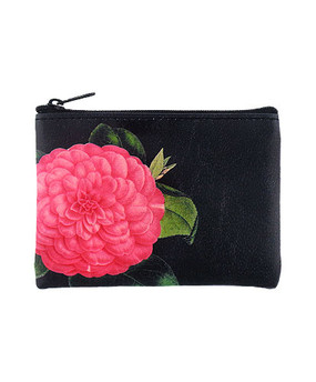 vegan leather coin purse, camellia