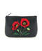 vegan leather embroidered small pouch, poppy flower