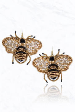 beaded bee earrings