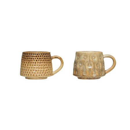 debossed stoneware mug with glaze (assorted)