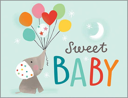 elephants and balloons baby card