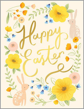 bunnies & flowers easter card