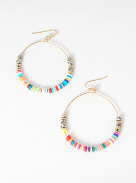 fimo bead round wire drop earrings