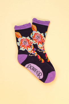 fantasy floral ankle socks navy