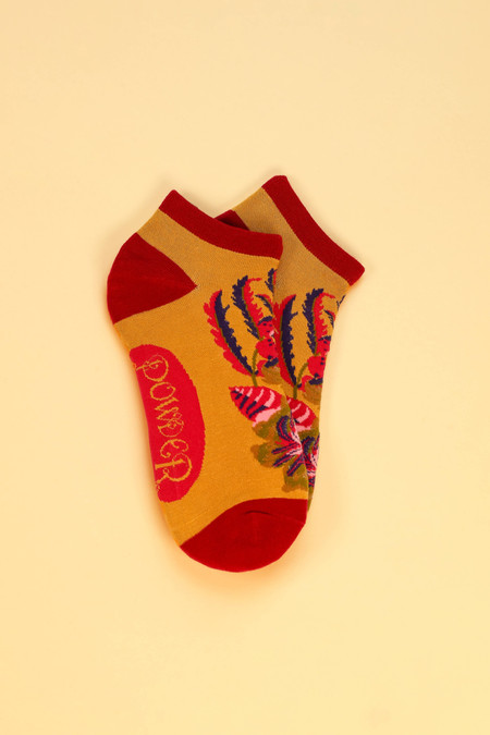fantasy floral trainer socks mustard