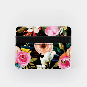 monarque slim wallet, floral on black