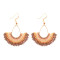bohemian fan fish hook earrings, brown