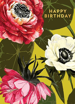 yellow floral birthday card