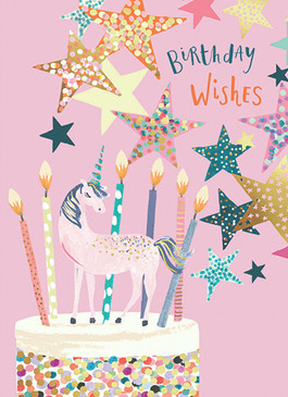 unicorn cake birthday card