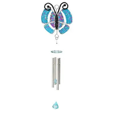 butterfly wind chime, blue