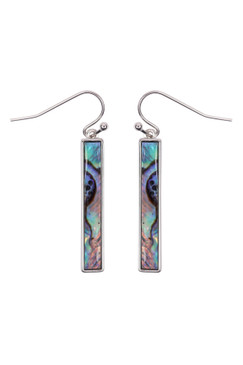 silver abalone shell bar earrings