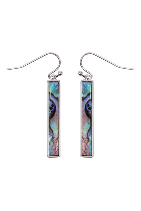 silver abalone shell bar earrings