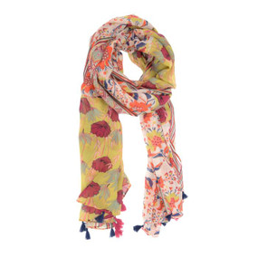 yellow boho floral tassel scarf