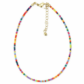pastel rainbow tiny bead anklet