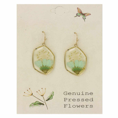 cottage green dried flower earrings