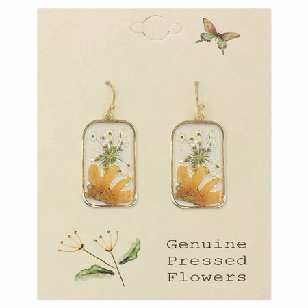 cottage floral dried sunflower earrings