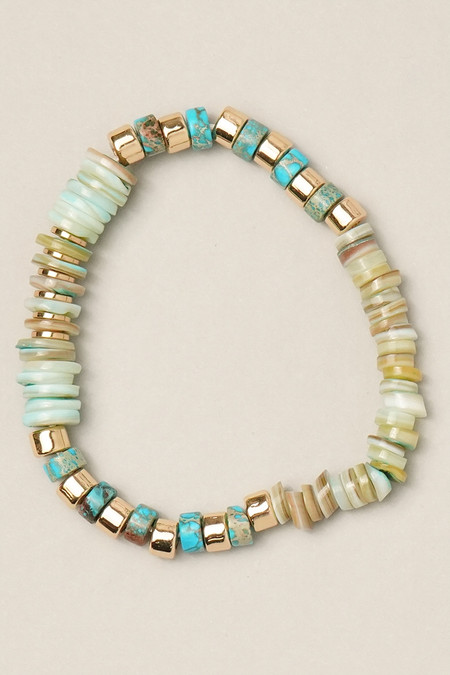 colorful shell beaded stretch bracelets, mint