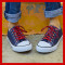 cute shoe laces, red bandana