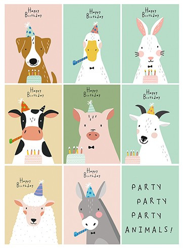 party farm birthday card