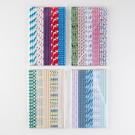 patterned paper straws, pack of 20
