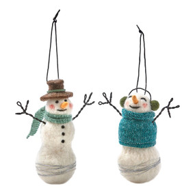 wooly snowman ornaments