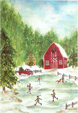 country skating small boxed holiday cards