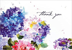 hydrangeas thank you note cards