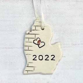 michigan two hearts ceramic ornament 2022