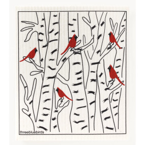 winter cardinals swedish dishcloth