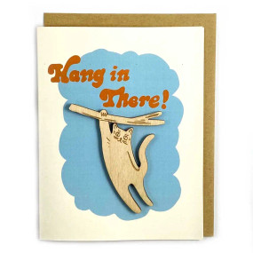 hang in there cat magnet with card