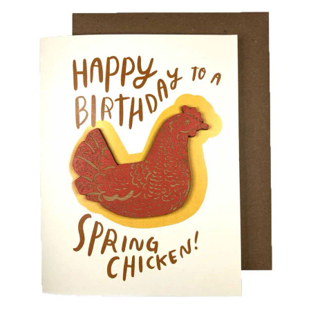 spring chicken magnet with card birthday