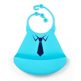 silicone baby bib, blue tie