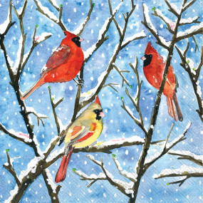 winter birds cocktail napkin