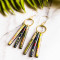 collage fringe earrings - green and blue