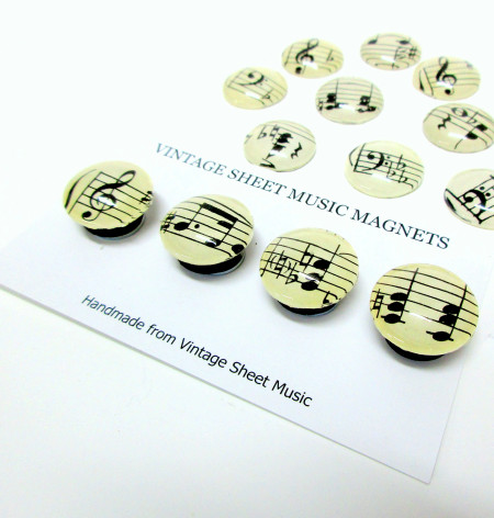 vintage sheet music magnets (set of 4)