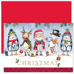 santa and friends boxed holiday cards