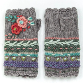 lassen women's wool knit handwarmers, grey