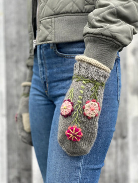 maya women's grey wool knit mittens