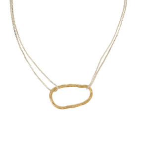 gold oval silver chain necklace