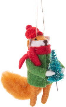 felt fox with tree ornament  